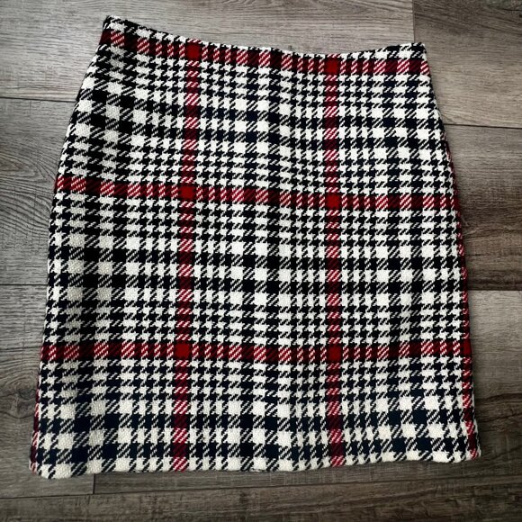 Talbots Houndstooth Plaid Wool Workwear Skirt Lined Pencil Preppy Academia - Picture 1 of 7